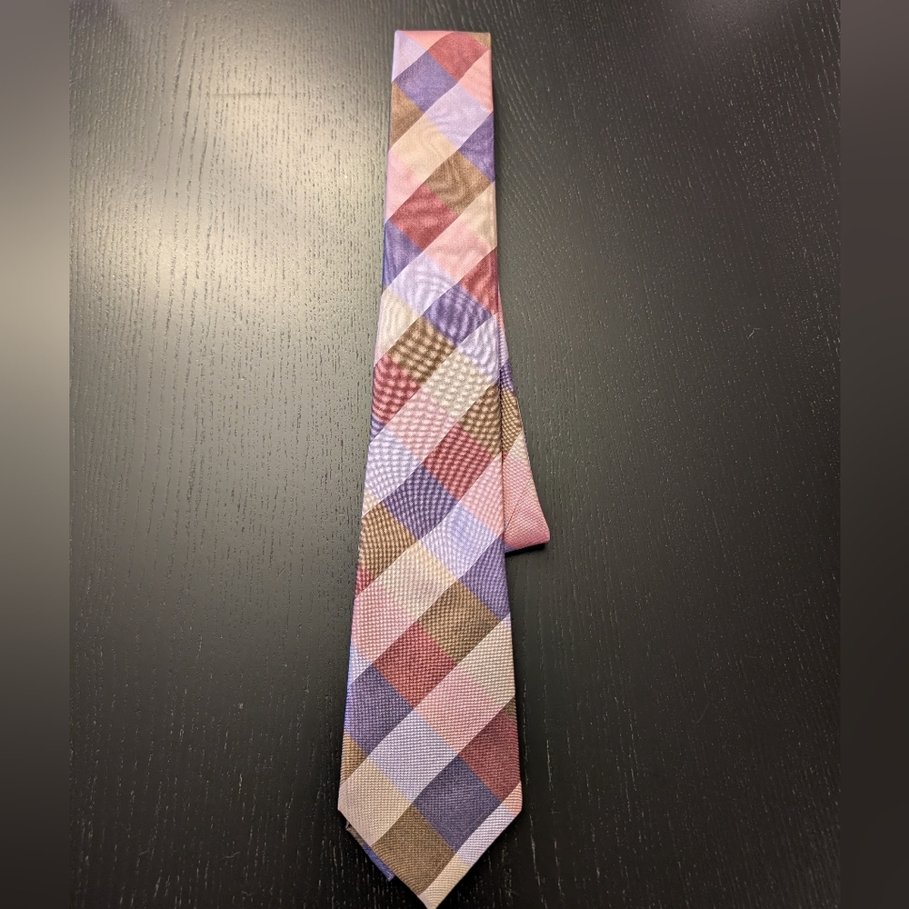 3 For $24 Stafford Men's Red and Blue Checkered Tie
